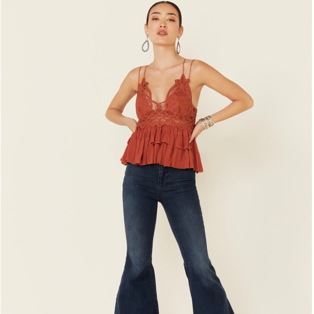 NWT XS Free People Adella Cami in Burnt Orange/Winding Roads